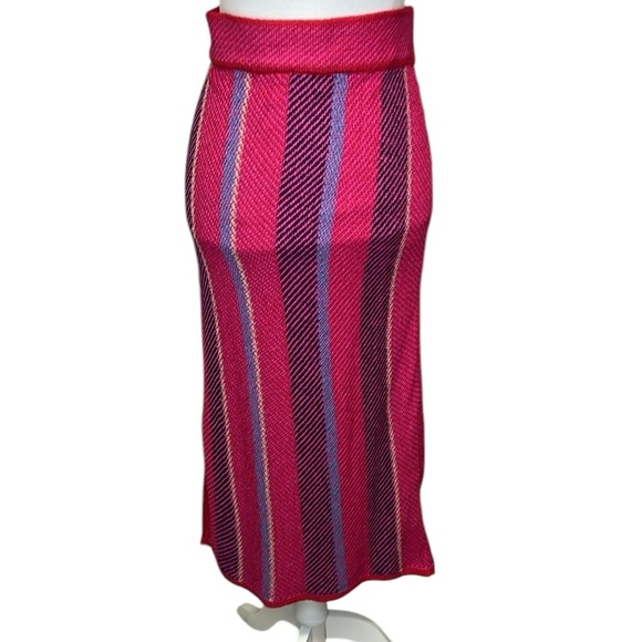 Ann Taylor Striped Pink and Black Knit Skirt - Picture 4 of 6